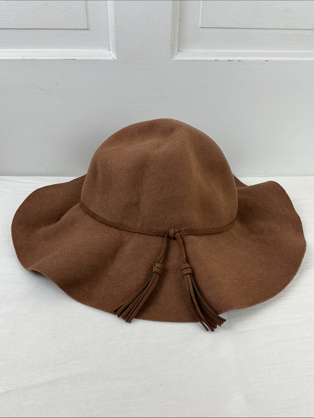 Wool Felt Brown Floppy Hat Round Womens